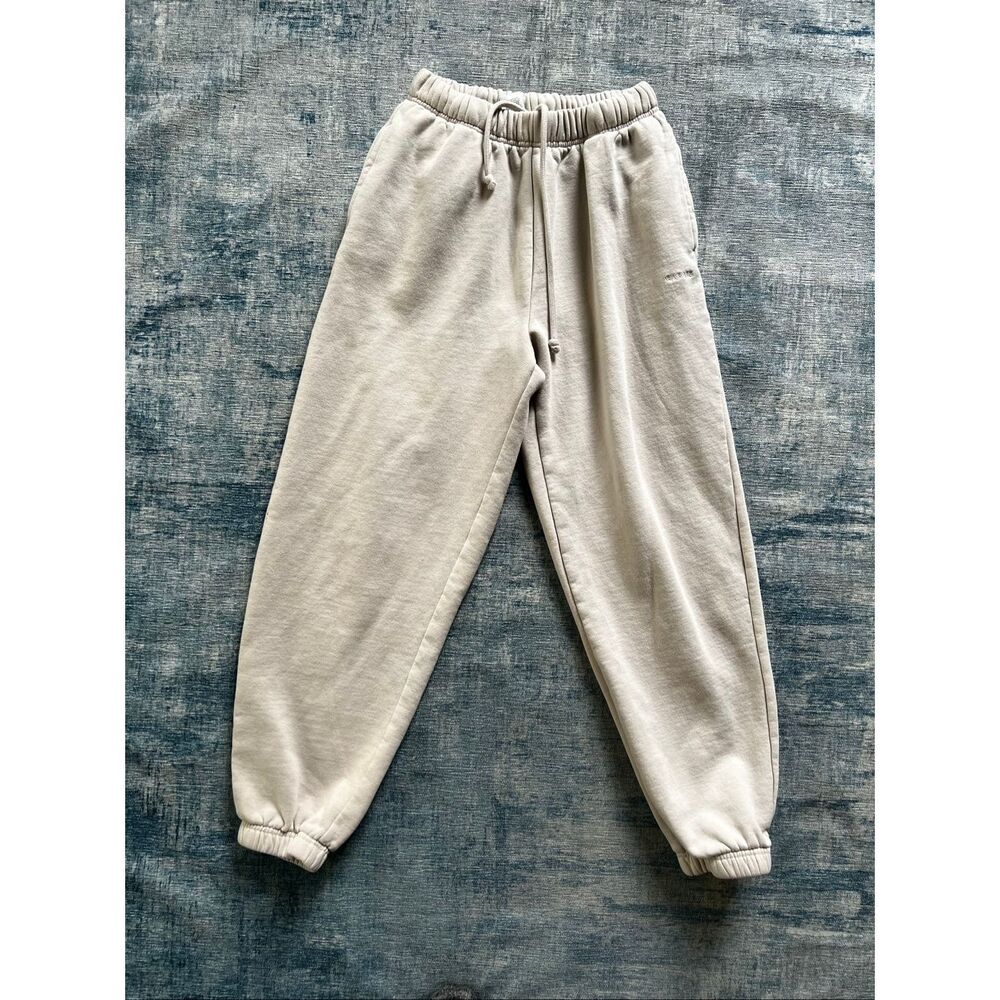 Garage Light Beige Elastic Waist Cuffed Jogger Sweatpants XS